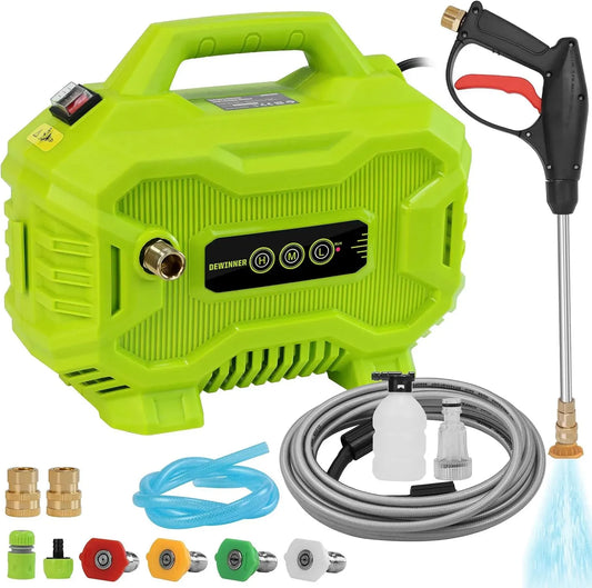Nettoyeur haute pression, 1200 W, DEWINNER, portable, 3 vitesses, Tuyau de 8 Mètres, 4 Buses, Réglage à 3 vitesses
