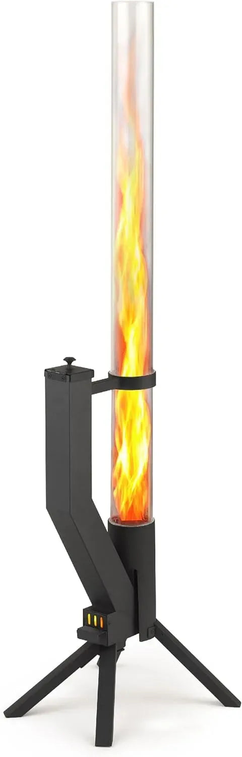 tube en verre, Brasero Exterieur à Pellets, pour Cheminée de Jardin INOX, flamme jusqu'à 1 m, 1,3 m de haut, Noir, Torche à granulés décorative pour